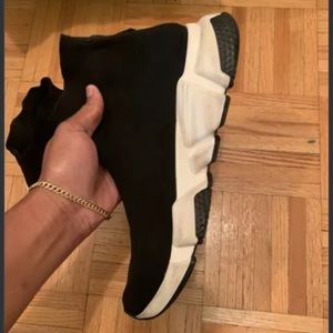 BLACK AND WHITE BALENCIAGA SPEED TRAINERS